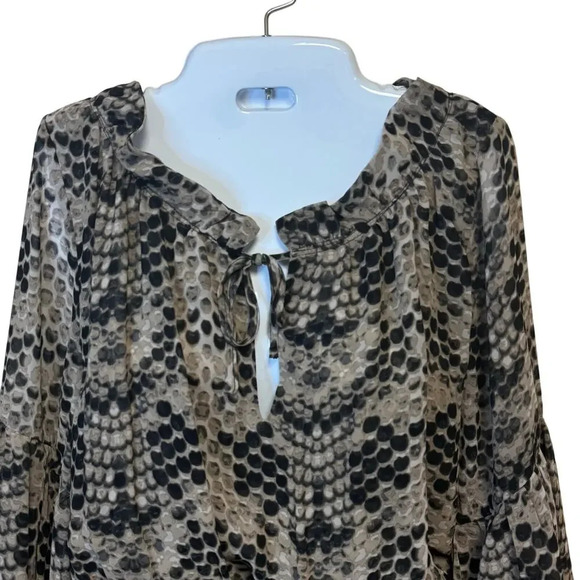 BUDDY LOVE Zozo Python Snakeskin Print Ruffle Tiered Boho Mini Dress Women's M - Picture 2 of 8